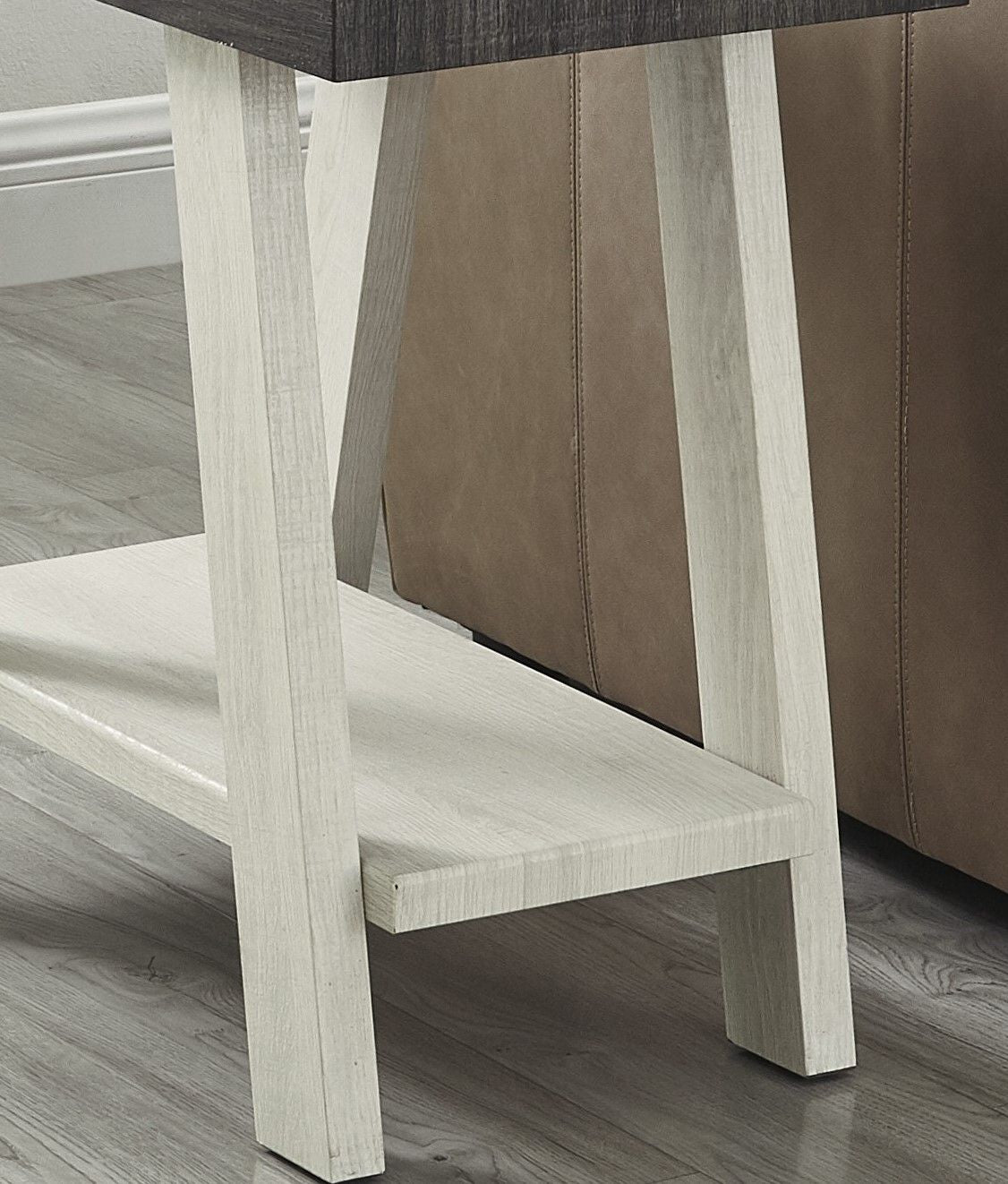 Athens Contemporary Two-Tone Wood Shelf Side Table in Weathered Charcoal and Beige image 5