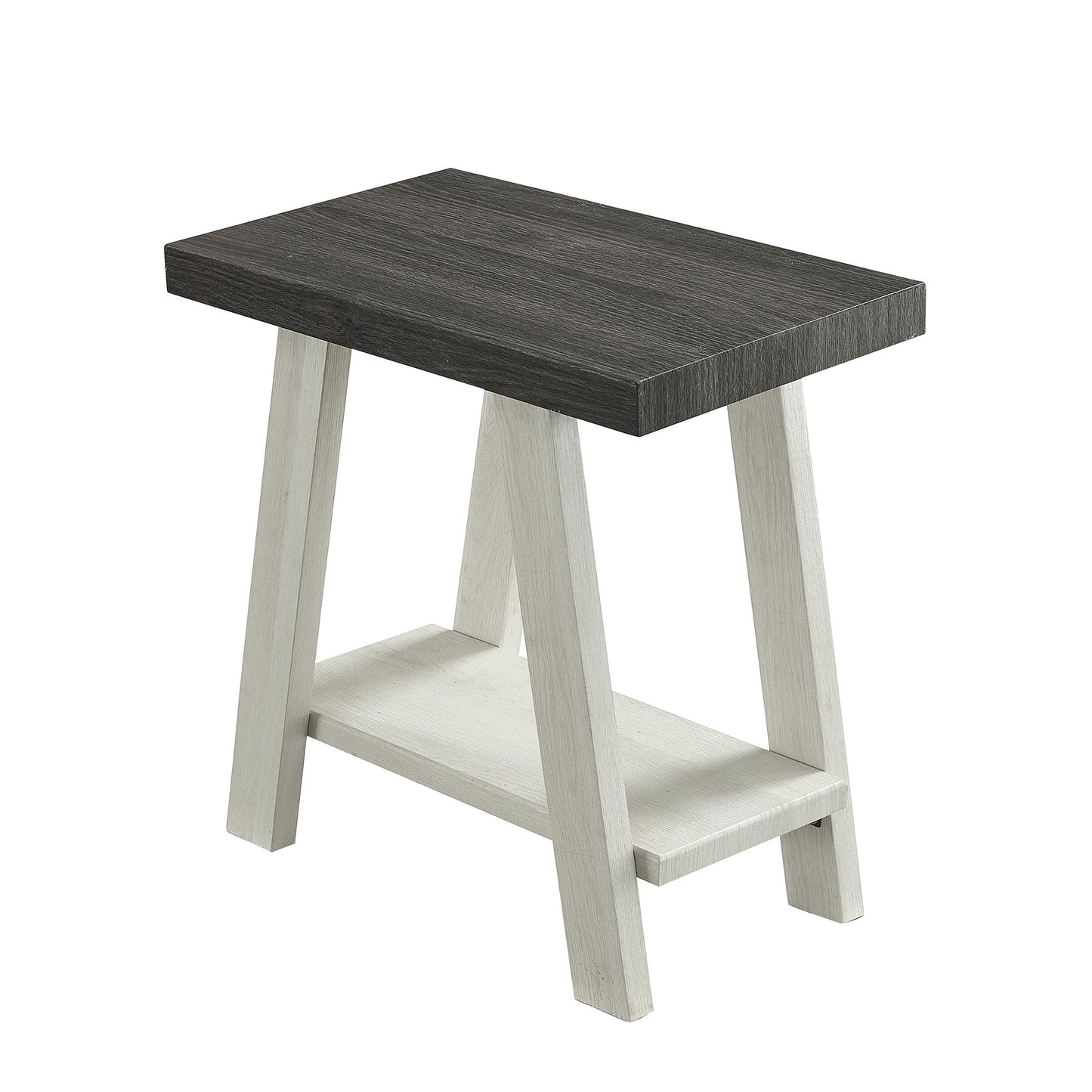 Athens Contemporary Two-Tone Wood Shelf Side Table in Weathered Charcoal and Beige image 2