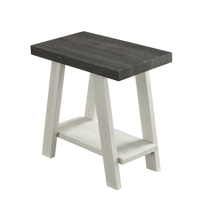 Athens Contemporary Two-Tone Wood Shelf Side Table in Weathered Charcoal and Beige image 2