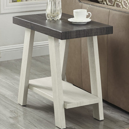 Athens Contemporary Two-Tone Wood Shelf Side Table in Weathered Charcoal and Beige image 4