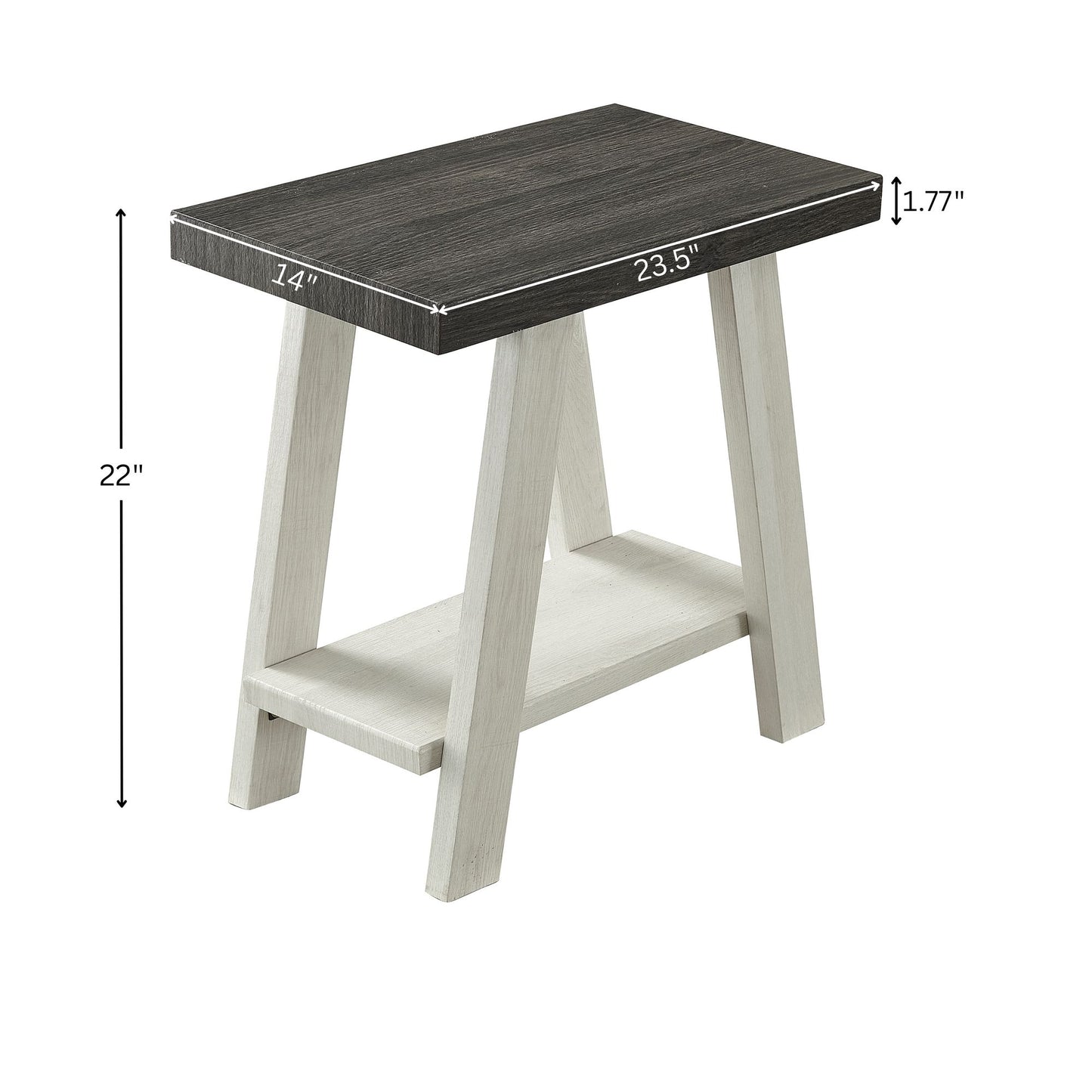 Athens Contemporary Two-Tone Wood Shelf Side Table in Weathered Charcoal and Beige image 6