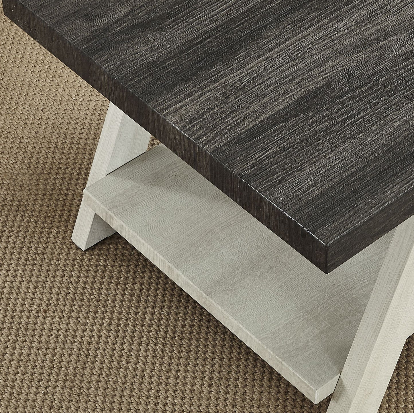 Athens Contemporary Two-Tone Wood Shelf Side Table in Weathered Charcoal and Beige image 3