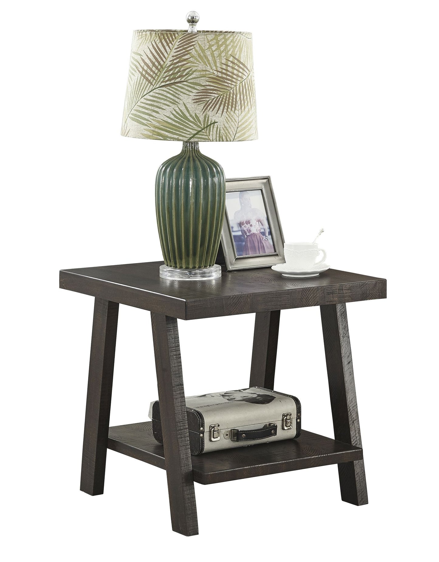 Athens Contemporary Wood Shelf End Table in Weathered Espresso image 4
