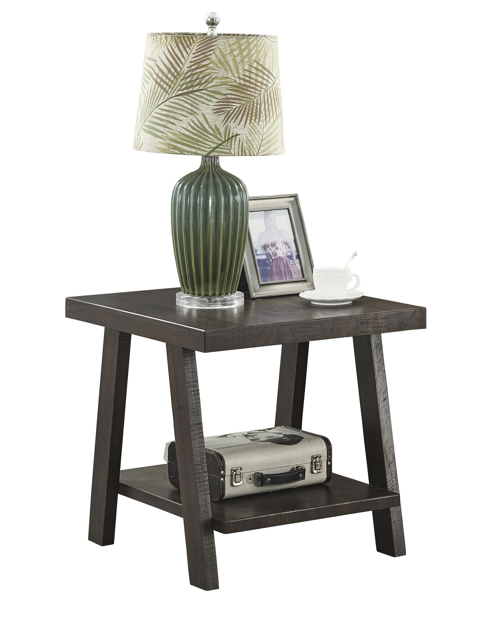 Athens Contemporary Wood Shelf End Table in Weathered Espresso image 4