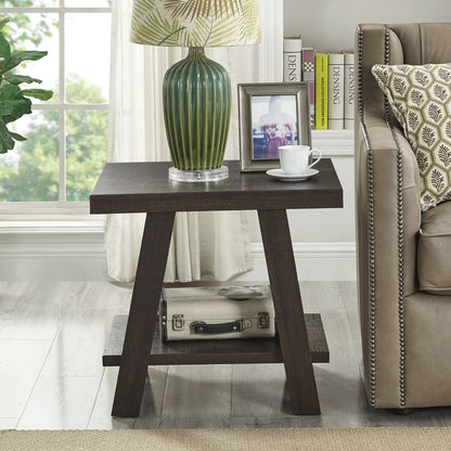 Athens Contemporary Wood Shelf End Table in Weathered Espresso image 2