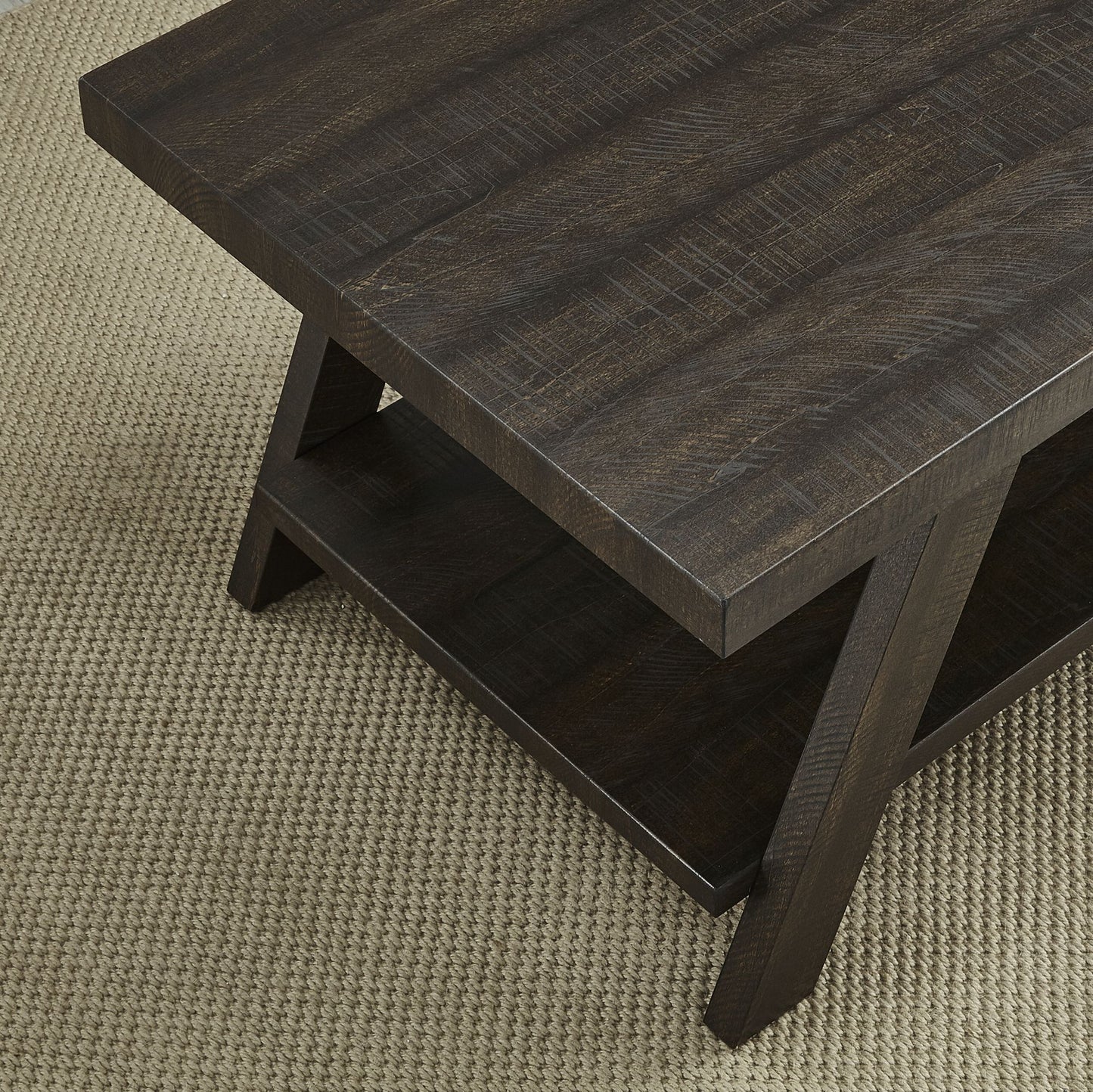 Athens Contemporary Wood Shelf End Table in Weathered Espresso image 3