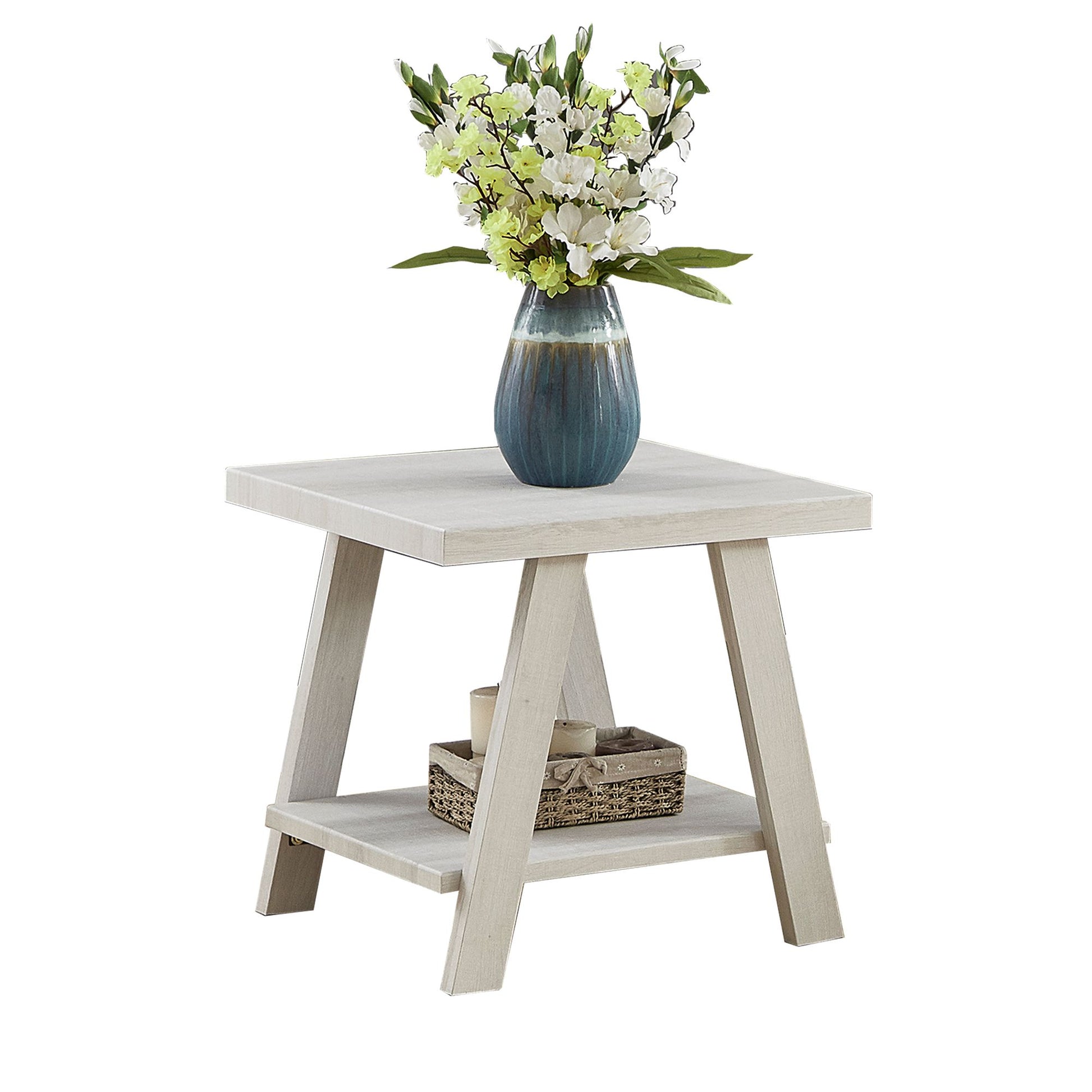 Athens Contemporary Wood Shelf End Table in White Finish image 6