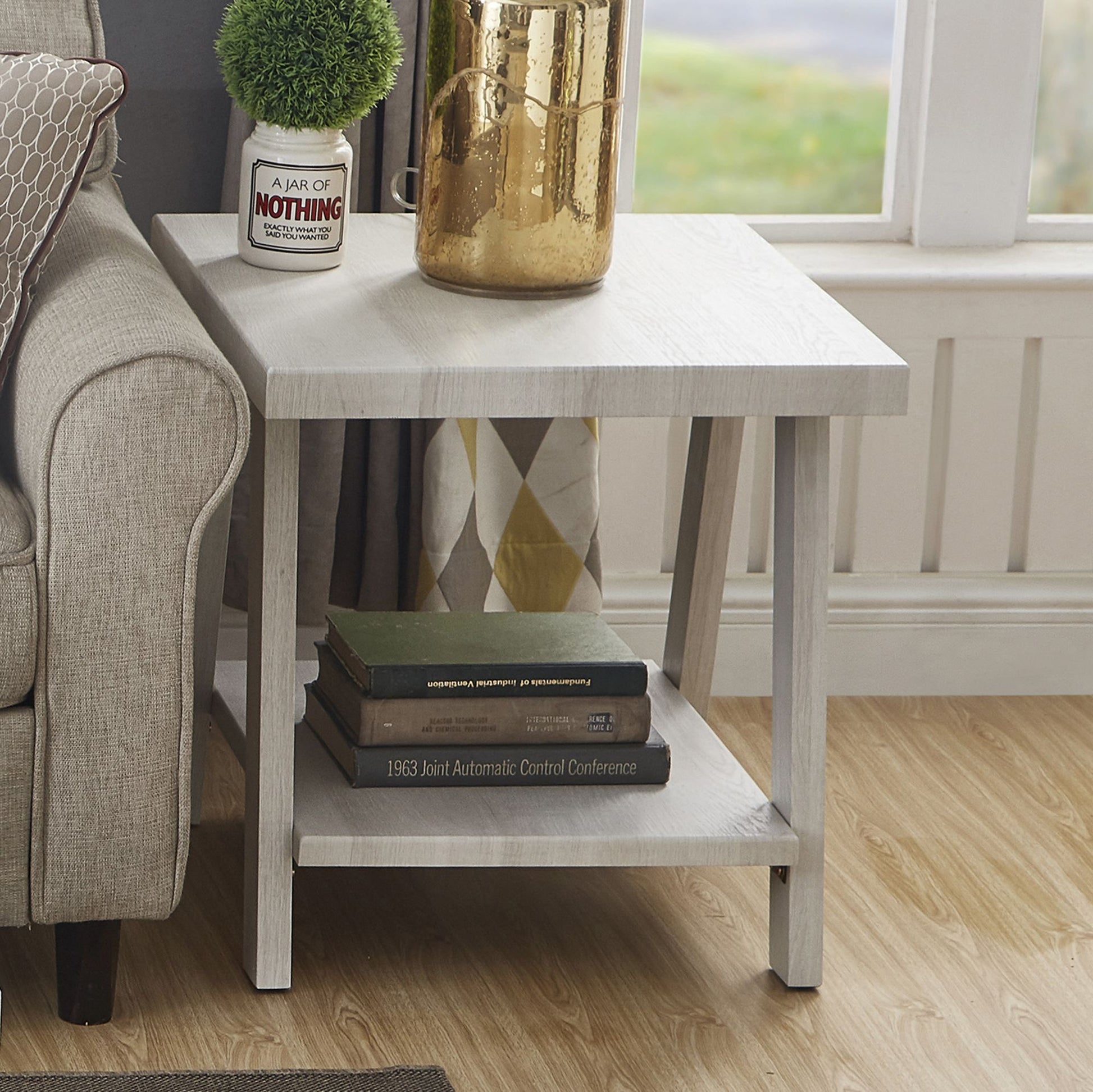 Athens Contemporary Wood Shelf End Table in White Finish image 5