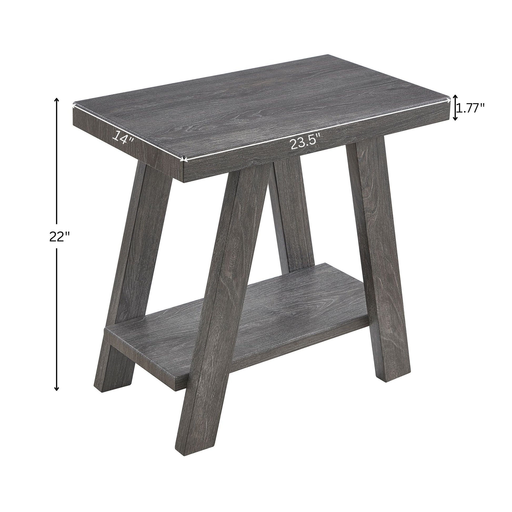 Athens Contemporary Wood Shelf Side Table in Gray Finish image 6
