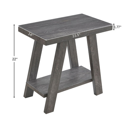 Athens Contemporary Wood Shelf Side Table in Gray Finish image 6