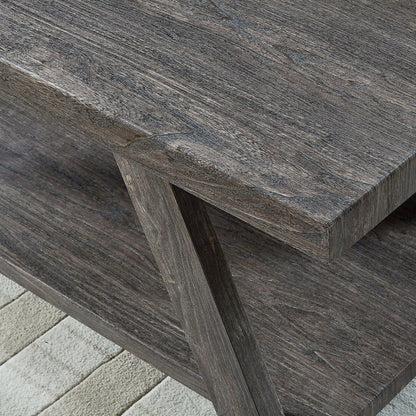 Athens Contemporary Wood Shelf Side Table in Gray Finish image 3
