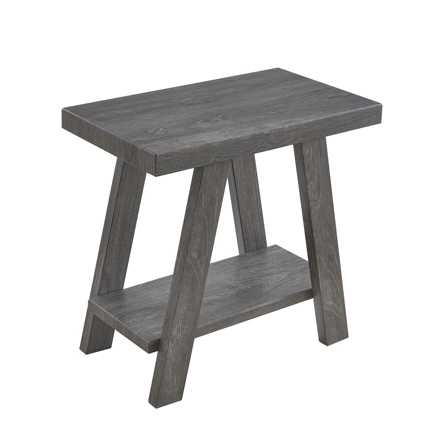 Athens Contemporary Wood Shelf Side Table in Gray Finish image 2