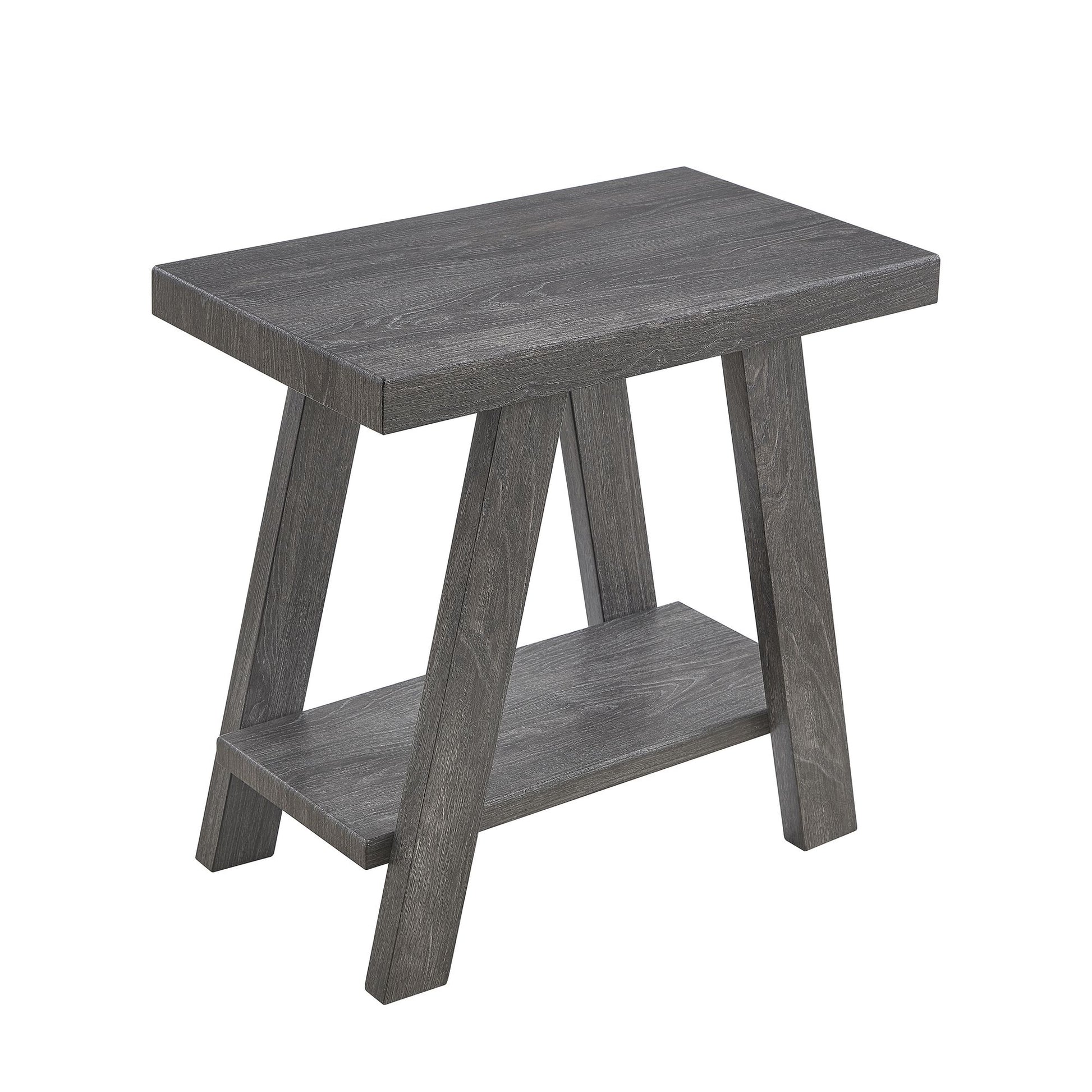 Athens Contemporary Wood Shelf Side Table in Gray Finish image 2