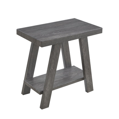 Athens Contemporary Wood Shelf Side Table in Gray Finish image 2