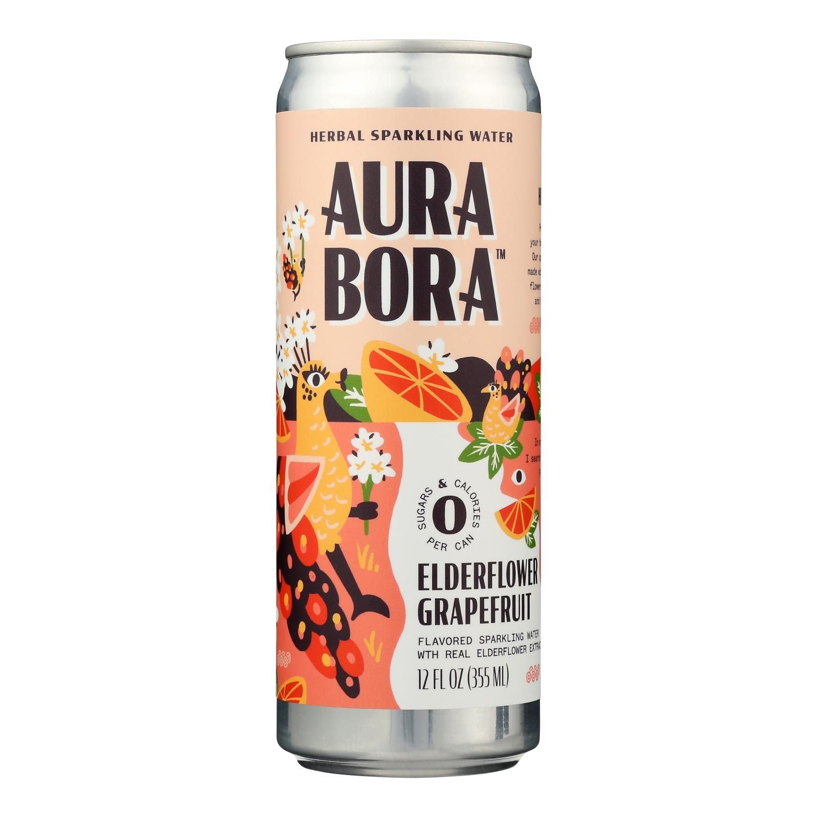 Aura Bora - Spk Water Eldflwr Grapefruit - Case Of 12-12 Oz image 1