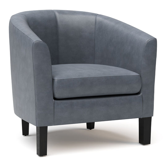 Austin 30 inch wide tub chair in stone grey vegan leather front view