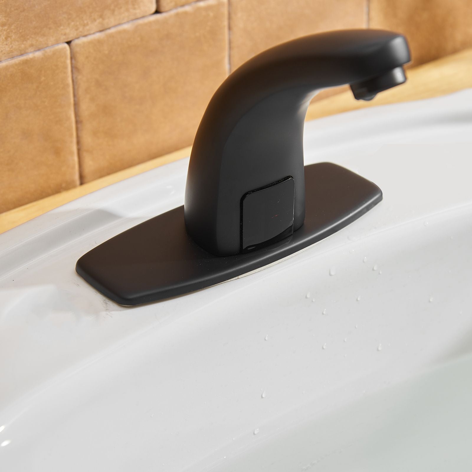 Automatic Sensor Touchless Bathroom Sink Faucet With Deck Plate In Matte Black image 7