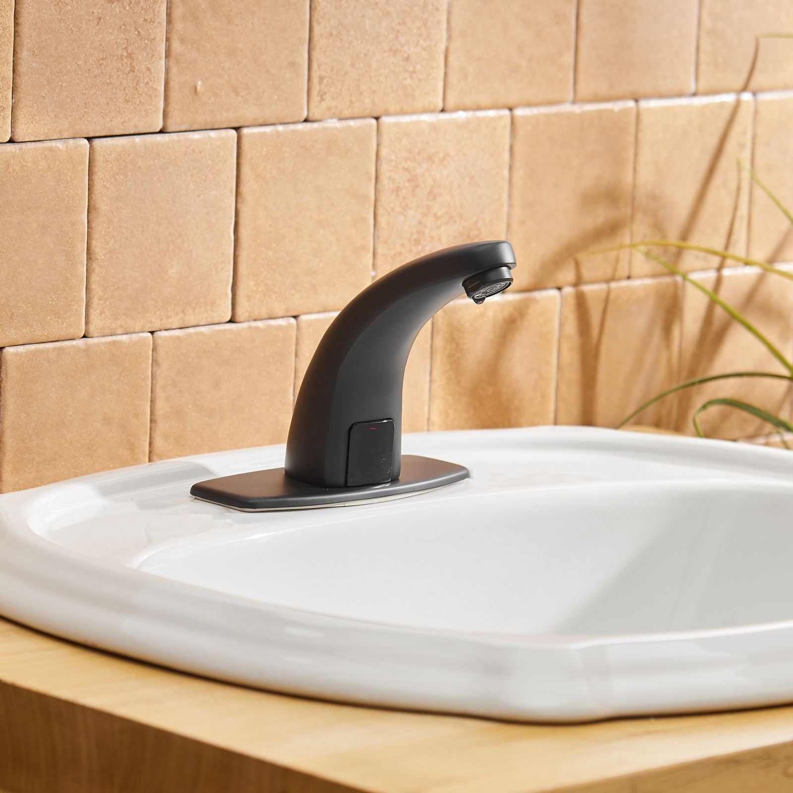Automatic Sensor Touchless Bathroom Sink Faucet With Deck Plate In Matte Black image 6