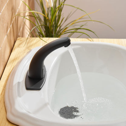 Automatic Sensor Touchless Bathroom Sink Faucet With Deck Plate In Matte Black image 8