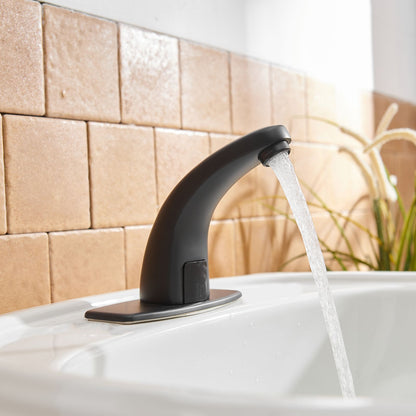 Automatic Sensor Touchless Bathroom Sink Faucet With Deck Plate In Matte Black image 9
