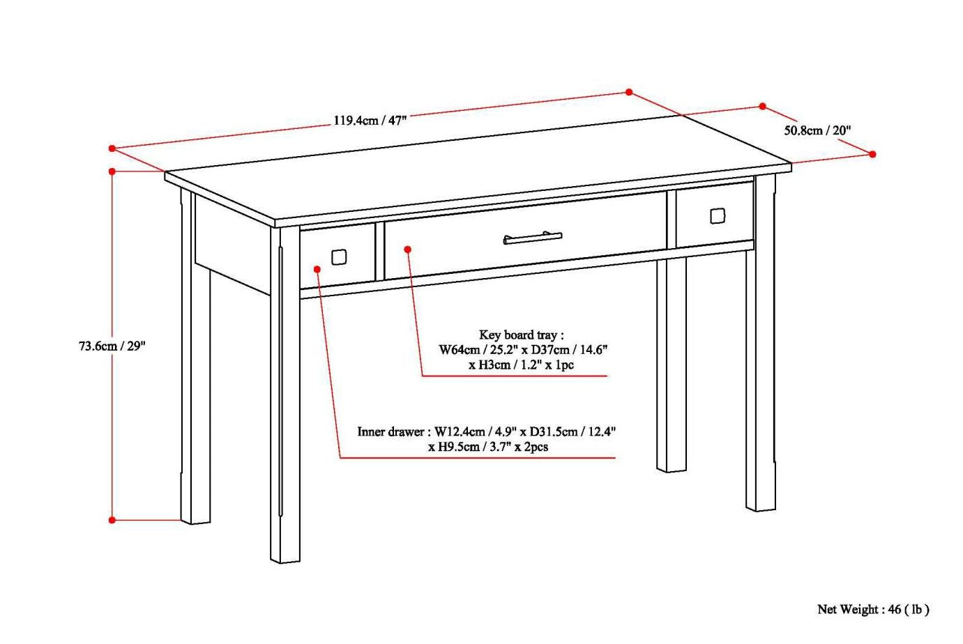 Avalon - Writing Office Desk - Dark Tobacco Brown image 7