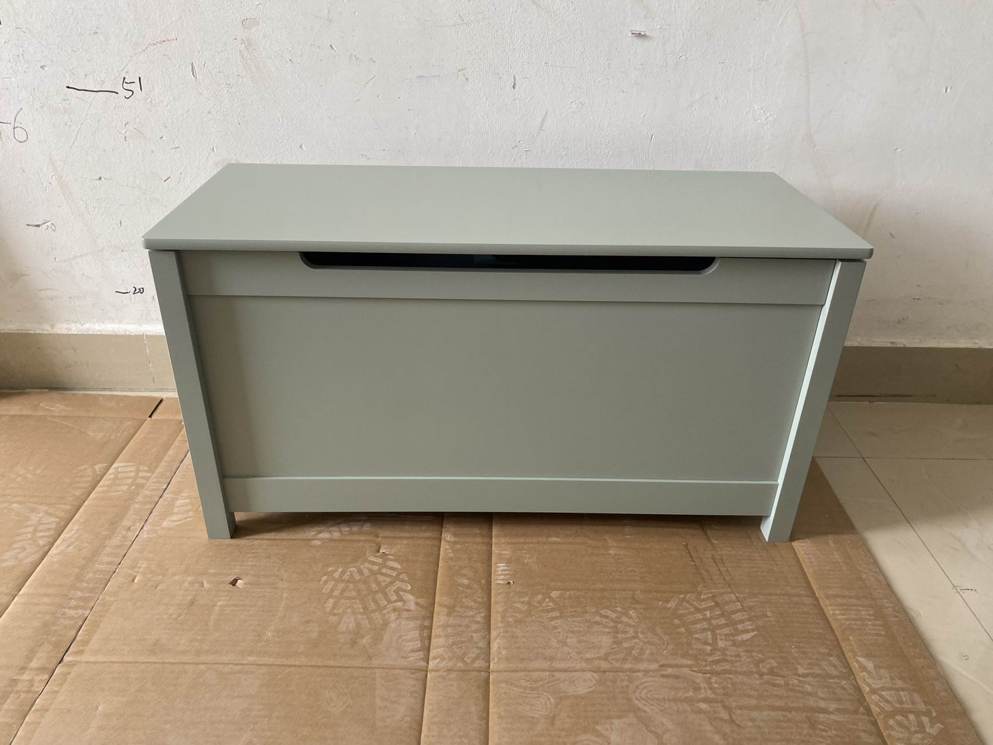 Kids Wooden Toy Box Storage with Safety Hinged Lid for Ages 2+ (Sage) image 5