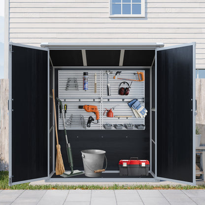 5x3 FT Outdoor Storage Shed Waterproof Resin Cabinet with Lockable Doors for Bikes and Patio Furniture Black image 2