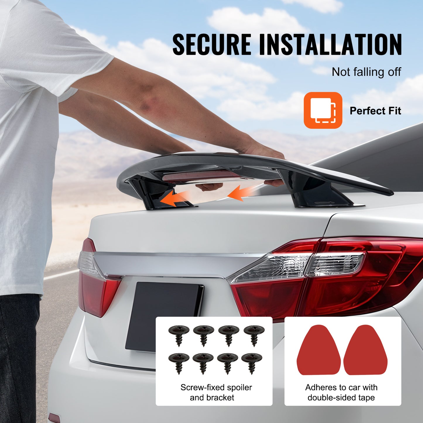 GT Wing Car Spoiler, 46.3 inch Universal Spoiler, Compatible with most Sedans and Coupes, High Strength ABS Material, Car Rear Spoiler Wing, Racing Spoiler BGW/JDM Drift Glossy Black image 2