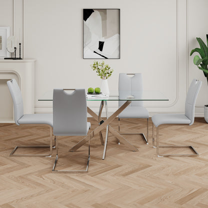 Modern Dining Chairs with Faux Leather Padded Seat Dining Living Room Chairs Upholstered Chair with Chrome Metal Legs Design for Kitchen, Living, Bedroom, Dining Room Side Chairs Set of 2 image 6