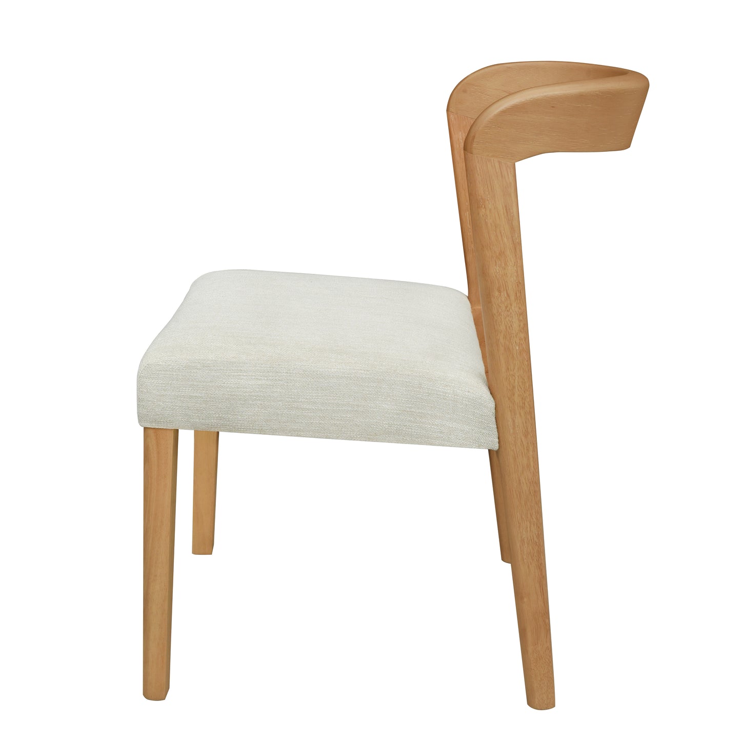 Solid Rubber Wood Dining Chairs(Natural Oak+Beige)Set of 2 image 6