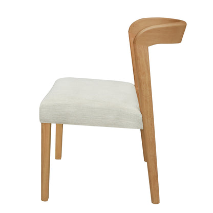 Solid Rubber Wood Dining Chairs(Natural Oak+Beige)Set of 2 image 6