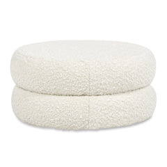 Homary 18.5" Floor Cushion Footrest Ottoman, Ivory White Boucle