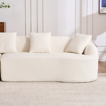 Boneless L-Shape Sectional Sofa with Curved Chaise,White Modular Chenille Compression Couch,30D High-Density Foam,Minimalist Modular Couches Sleeper for Living Room Bedroom Apartment Lounge. image 12