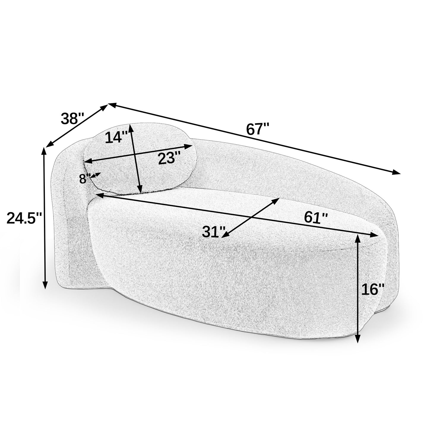 Modern Oval Single Lazy Sofa Chair with Integrated Backrest, Side Armrest and Pillow, Compact Space-Saving Lounge Chair for Living Room Bedroom-Dark Gray image 11