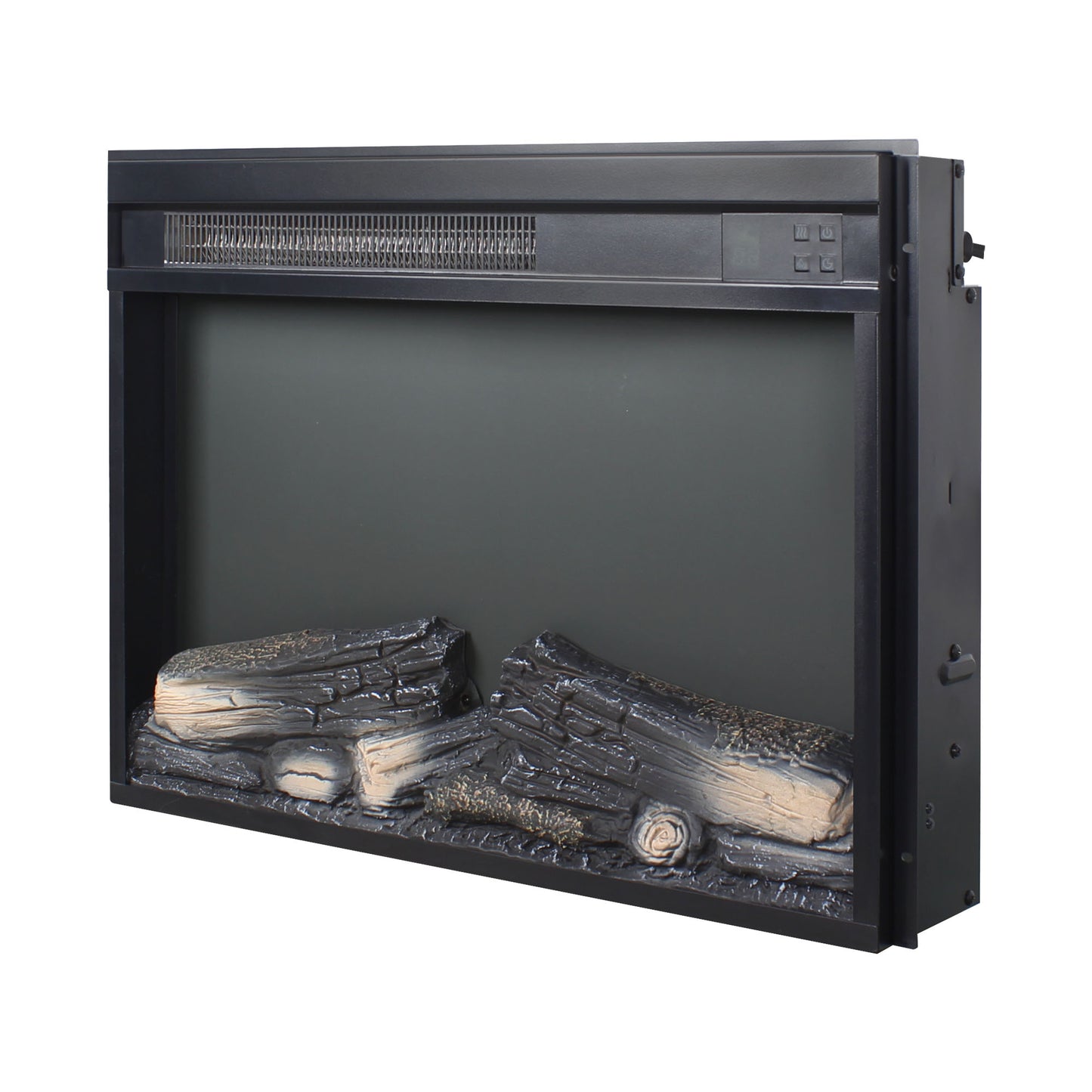 23 inch electric fireplace insert, ultra thin heater with log set & realistic flame, remote control with timer, overheating protection image 5