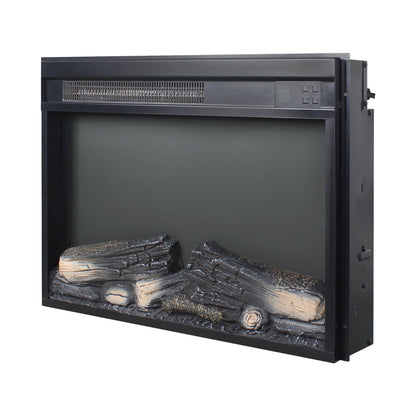 23 inch electric fireplace insert, ultra thin heater with log set & realistic flame, remote control with timer, overheating protection image 5
