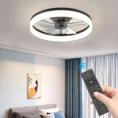 20'' Ceiling Fan with Light, Upgraded Low Profile Fan, Flush Mount Ceiling Fan, 6 Speeds, Dimmable LED, App & Remote Control, Quiet DC Motor, for Bedroom, Living Room,Black image 6