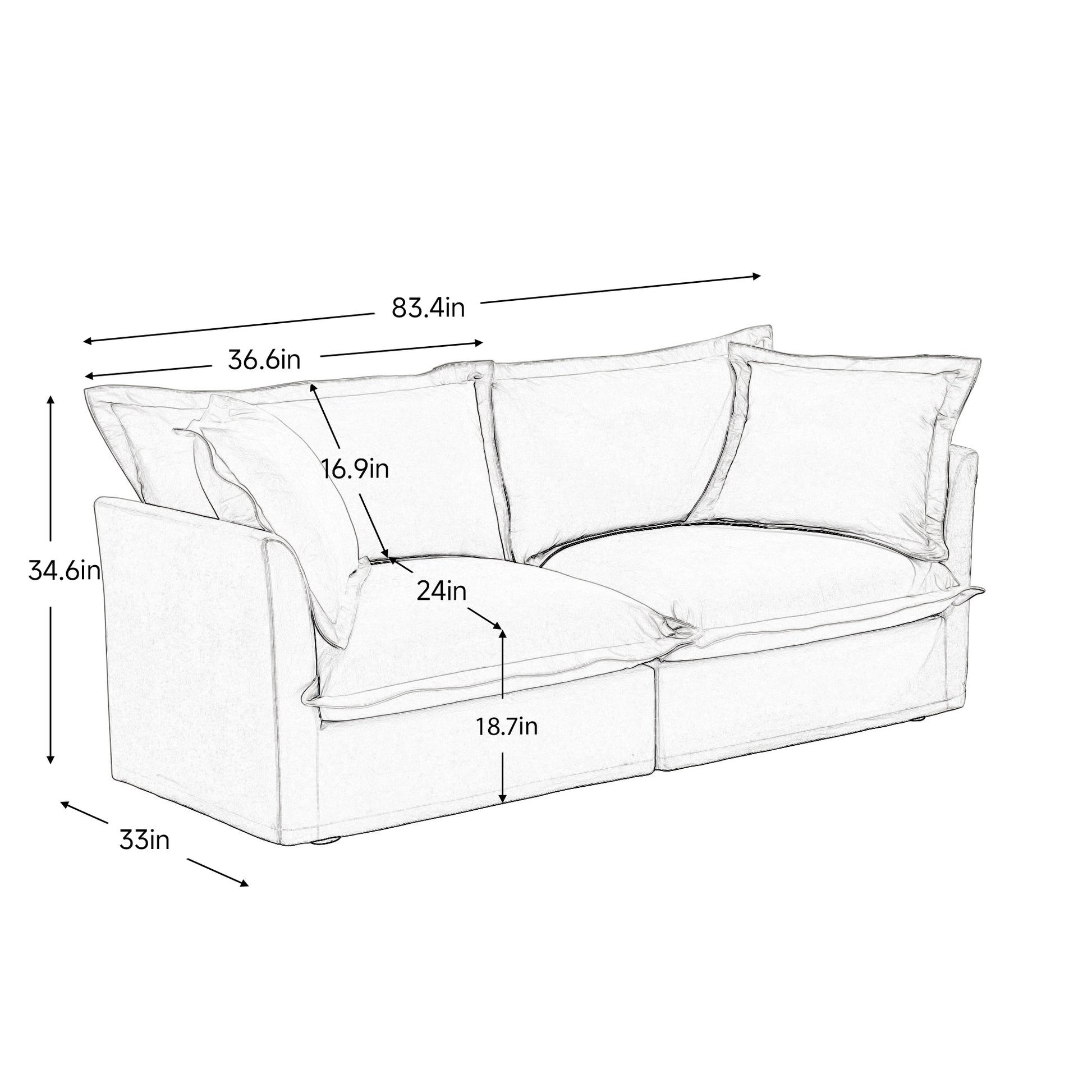 Modern Slipcovered 2-Seat Sofa Couches for Living Room, 2 Seater Sofa, Plain Chenille Deep Seat Sofa with Upholstered Cushion&Detachable Cover, Comfy Sofa Couch for Small Space, Apartment, Green image 12