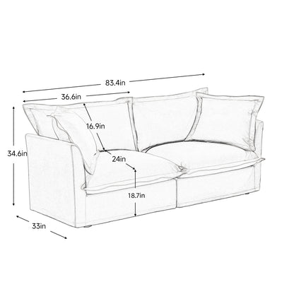 Modern Slipcovered 2-Seat Sofa Couches for Living Room, 2 Seater Sofa, Plain Chenille Deep Seat Sofa with Upholstered Cushion&Detachable Cover, Comfy Sofa Couch for Small Space, Apartment, Green image 12
