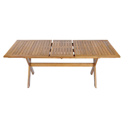 7 Pieces Acacia Wood Outdoor Dining Set s,Modern 6 Chairs 1 Large Table,Dining Furniture Set for Lawn, Backyard, Garden Deck,Poolside,Teak image 7