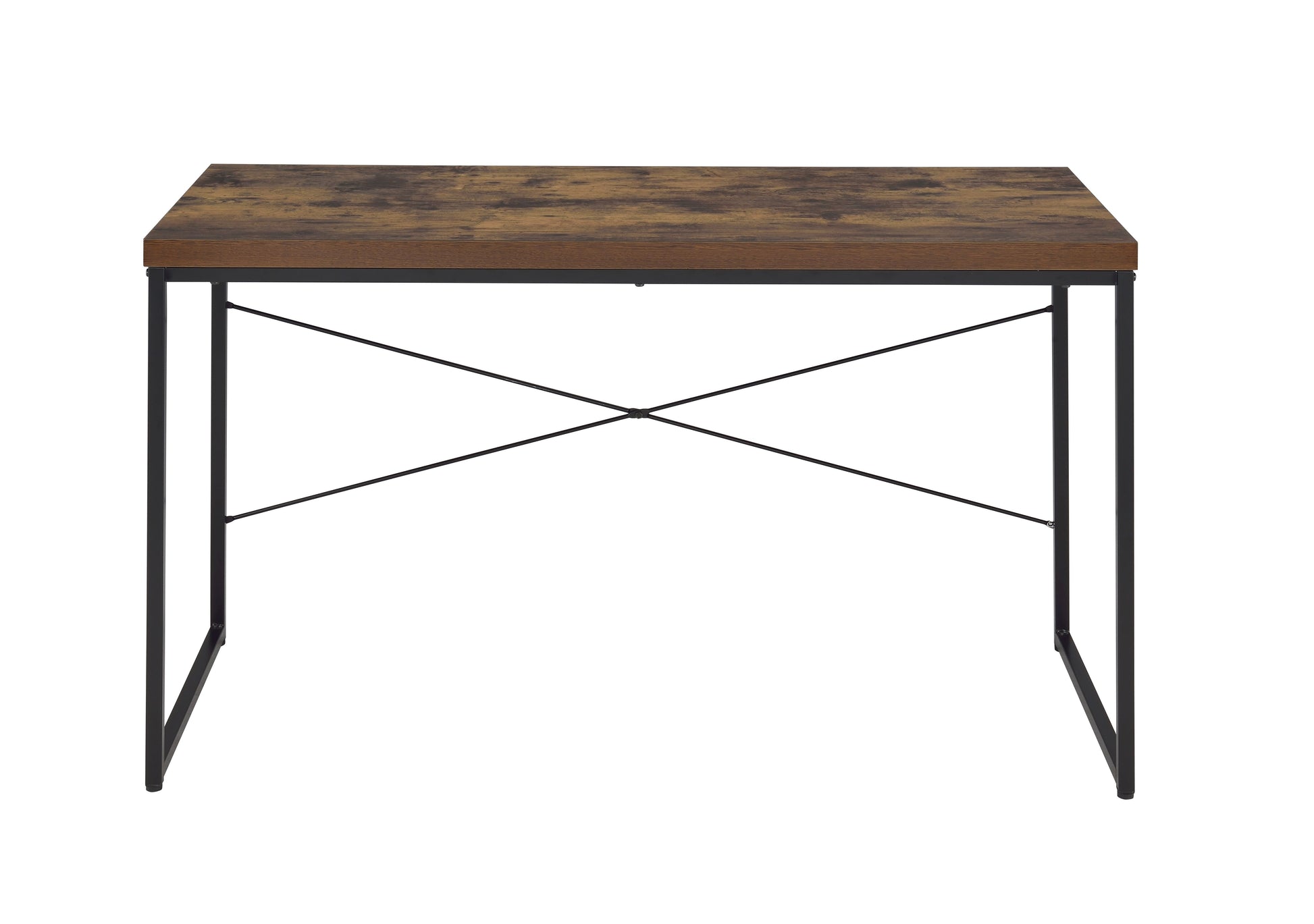 Bob Weathered Oak & Black Finish Writing Desk/Dressing Table/Game Table/Small Dining Table w/ Metal Legs image 3
