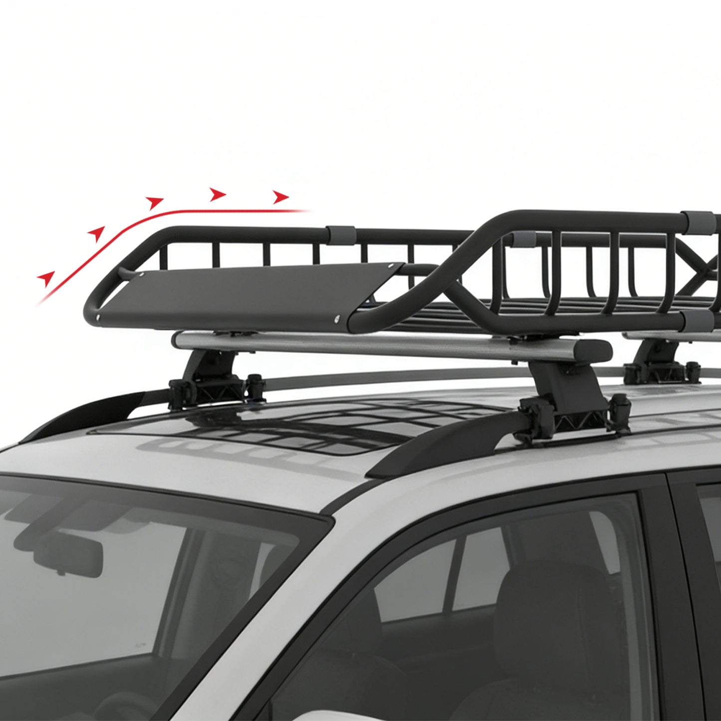 Roof Rack Cargo Basket 50"(L) x 36"(W) x 5.1"(H) Extendable Universal Rooftop Luggage Carrier for Truck Cars SUV with Waterproof Cargo Bag, Cargo Net, Ratchet Straps & Outdoor Combination Lock image 6
