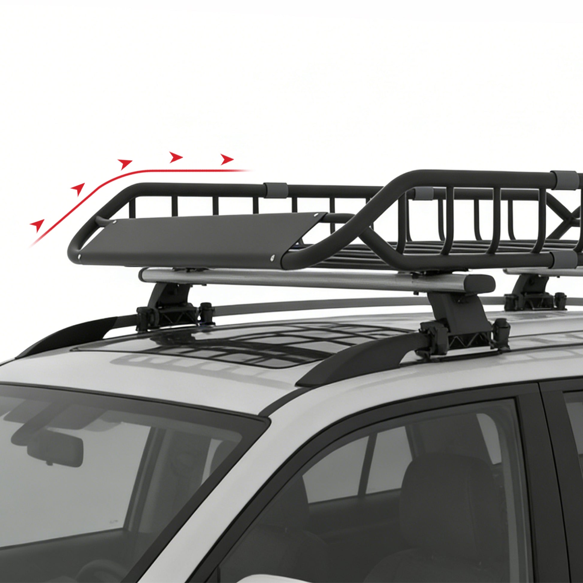 Roof Rack Cargo Basket 50"(L) x 36"(W) x 5.1"(H) Extendable Universal Rooftop Luggage Carrier for Truck Cars SUV with Waterproof Cargo Bag, Cargo Net, Ratchet Straps & Outdoor Combination Lock image 6