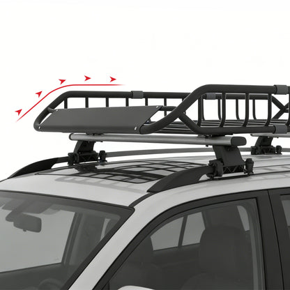 Roof Rack Cargo Basket 50"(L) x 36"(W) x 5.1"(H) Extendable Universal Rooftop Luggage Carrier for Truck Cars SUV with Waterproof Cargo Bag, Cargo Net, Ratchet Straps & Outdoor Combination Lock image 6
