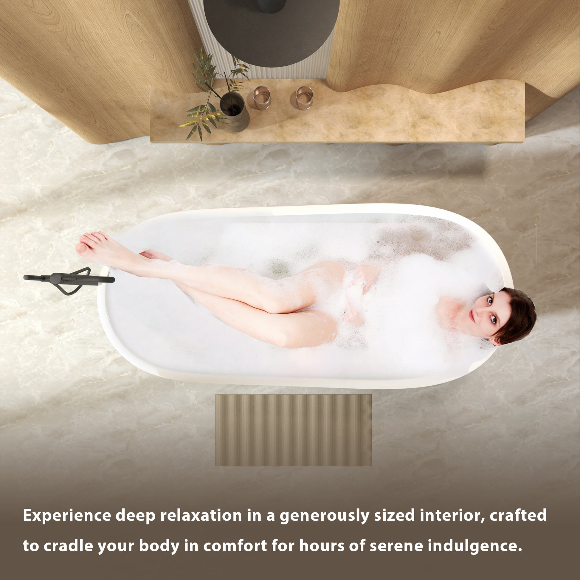 59"Special-shaped Freestanding Slipper Bathtub: Gloss White Finish, Chrome Overflow & Pop-Up Drain, cUPC Certified image 9
