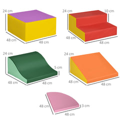 Qaba 6-Pieces Foam Climbing Blocks for Toddlers 1-3 Years, Soft Play Set for Climb and Crawl, Indoor Kids Baby Activity Play Set, Assorted