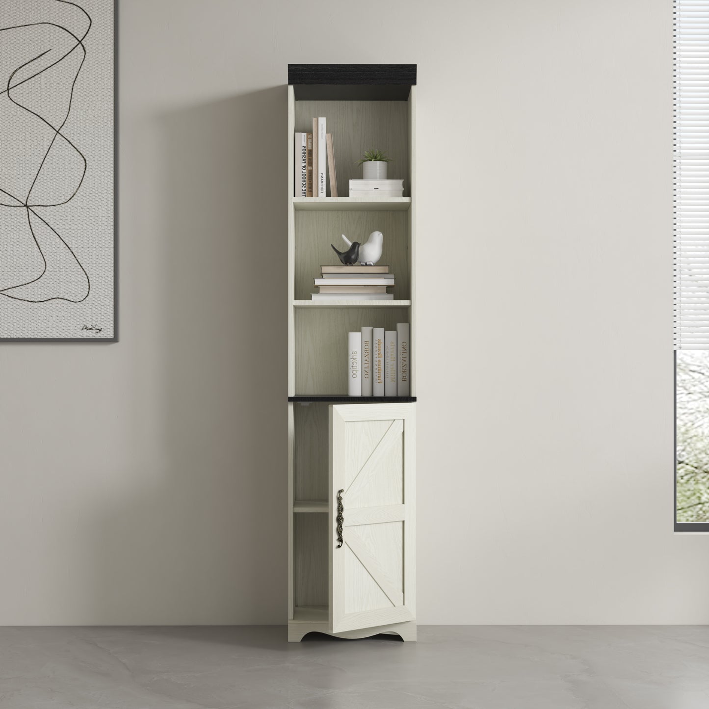 70.86"(180cm) Tall Free Combination Wood Storage Cabinet, Free-Standing Cube Cabinet with 5 Shelves, Living room Bookcase, Bedroom Display Cabinet Bookshelf, DIY Combination To Two Or More PCS Set WHI image 10