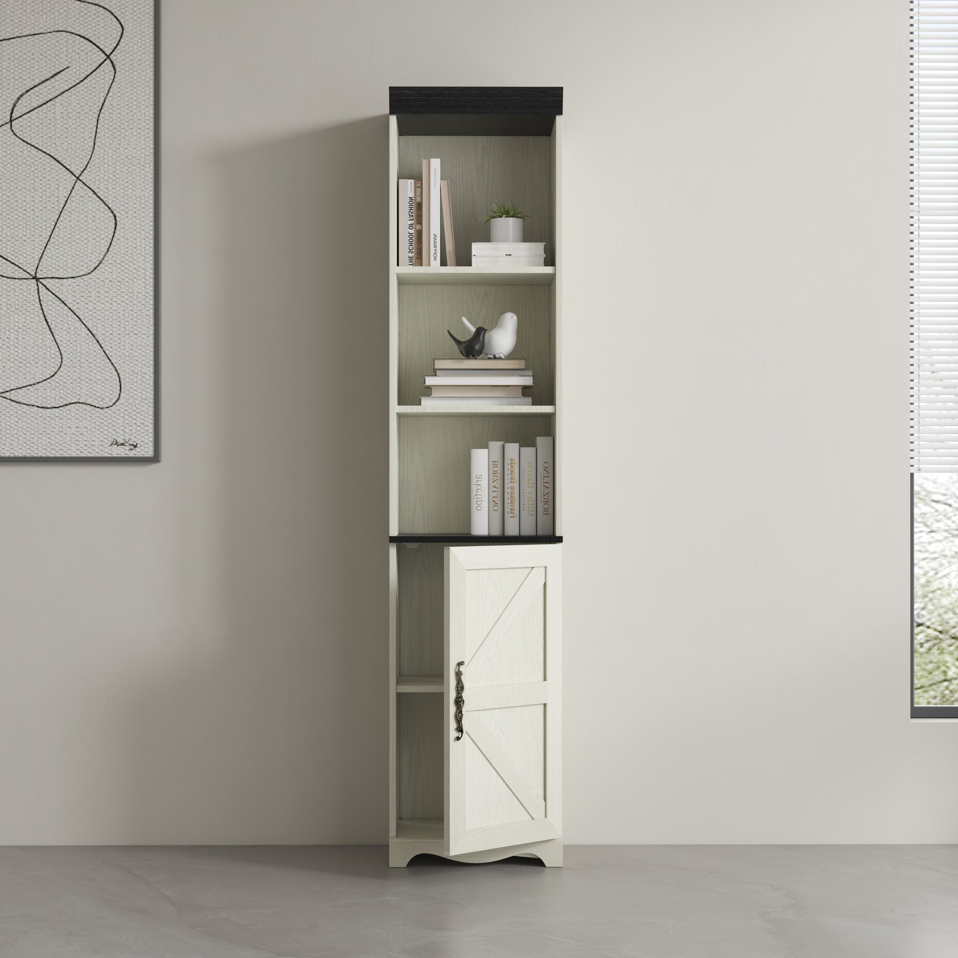 70.86"(180cm) Tall Free Combination Wood Storage Cabinet, Free-Standing Cube Cabinet with 5 Shelves, Living room Bookcase, Bedroom Display Cabinet Bookshelf, DIY Combination To Two Or More PCS Set WHI image 10