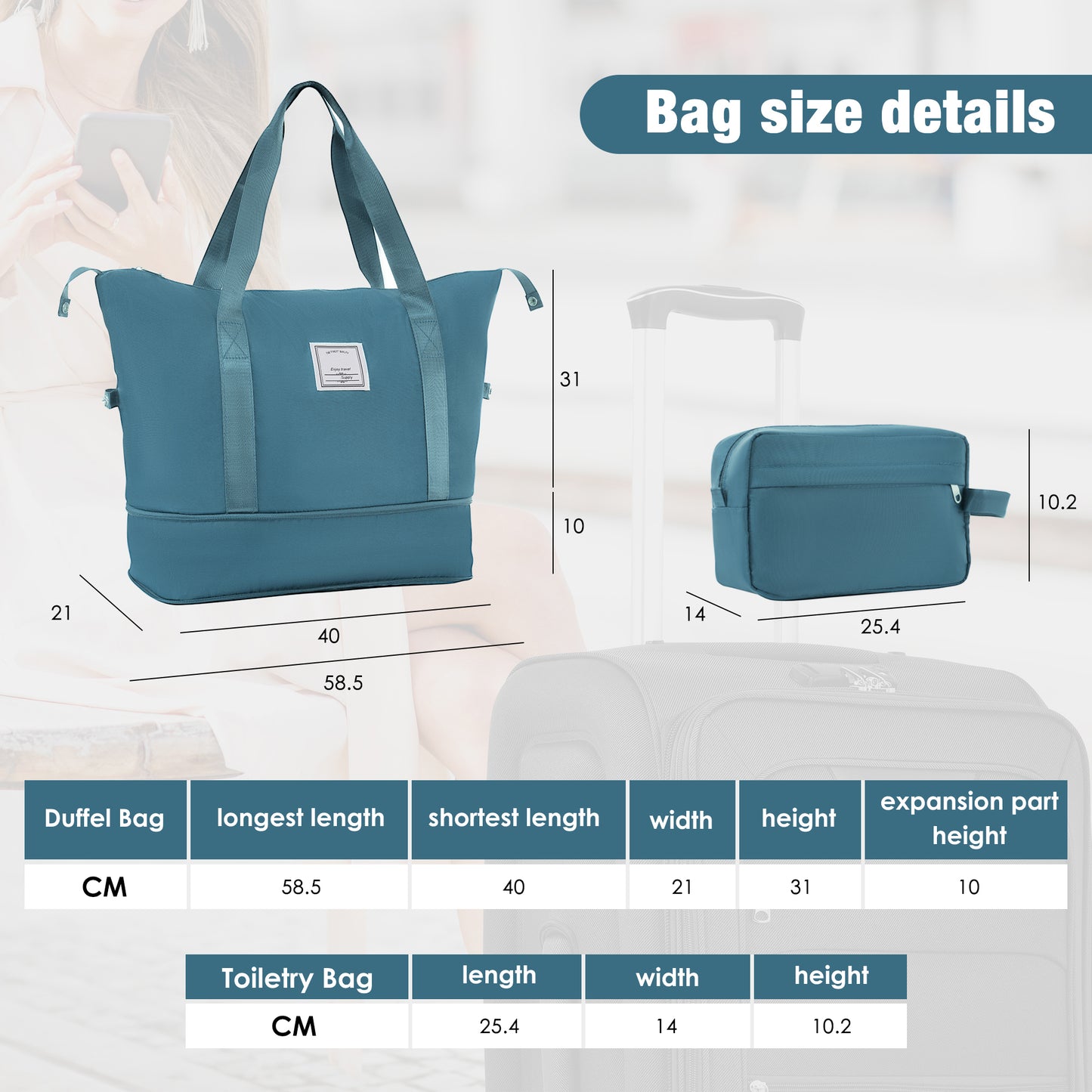 Softside Luggage Expandable 3 Piece Set Suitcase with Duffel Bag Upright Spinner Softshell Lightweight Luggage Travel Set-22/26/30 IN image 8