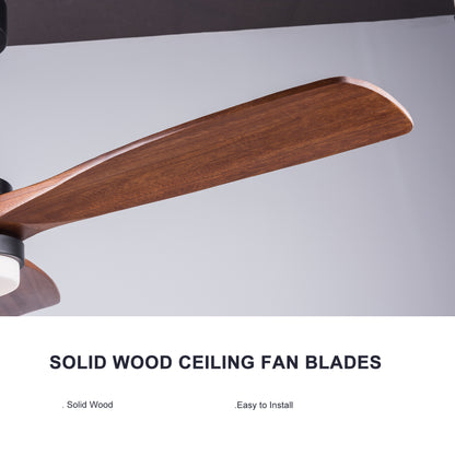 52 inch Ceiling Fan with Lights and Remote Control, Reversible, 3 Wood Blades, 6 Speeds, 3CCT Dimmable, Noiseless, Indoor/Outdoor Black Walnut Ceiling Fan for Bedroom Living Room Gazebo Patio image 7